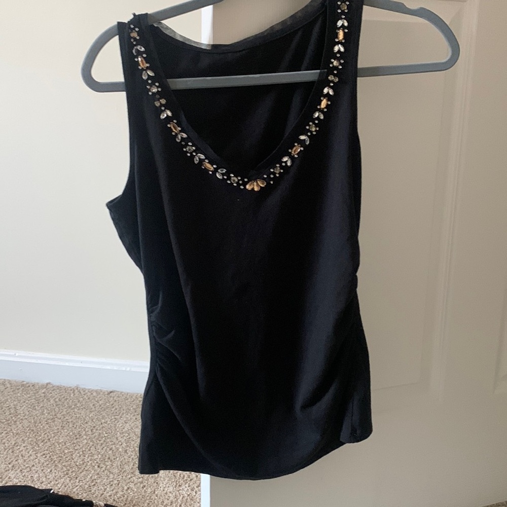 Never worn set of two black gorgeous WHBM ruched tank  tops size XS.